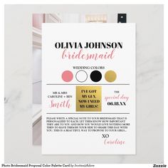 the wedding color scheme is shown in pink, yellow and black with gold foil on it