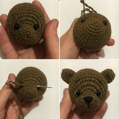 there is a crocheted bear keychain that has been made to look like a teddy bear