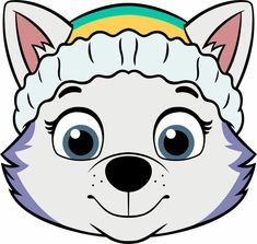 a cartoon husky with a hat on it's head