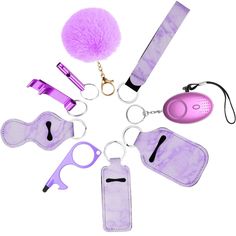 Women Keychain For Safty It Comes With More Than One Thing For The Safty For Women And Girls Purple Woman, True Blood Series, Nintendo Switch Animal Crossing, Safety Keychain, Self Defense Keychain, Radar Detector, Clothes Steamer, Keychain Accessories, Lipstick Bag