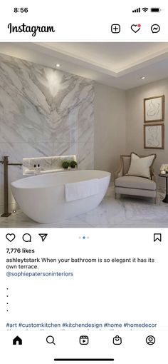 an instagram page with a large bathtub in the middle