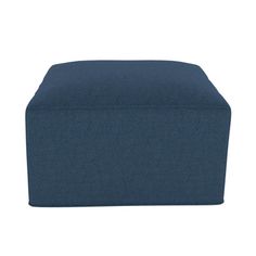 the footstool is made out of fabric and has a dark blue cover on it