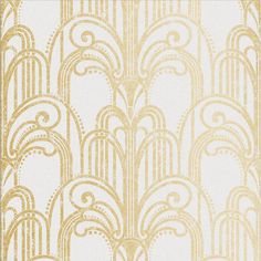 a white and gold wallpaper with an intricate design