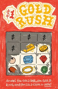 the cover of gold rush reveal the gold bar and the gold rings and the gold coin to win