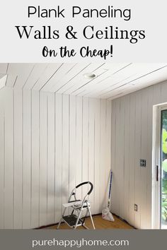 a chair sitting on top of a hard wood floor next to a white painted wall