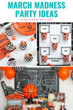 an orange and black basketball themed birthday party