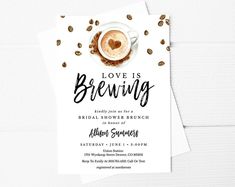 the love is brewing brunch bridal shower or bridal shower party card