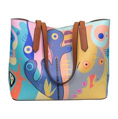 In my design style, I use bright and striking colors with interlocking shapes that resemble primitive characters with unique personalities. These shapes fit together seamlessly and create a feeling of tranquility and balance. Playful Multicolor Shoulder Bag As Gift, Playful Multicolor Shoulder Bag Gift, Fun Rectangular Shoulder Bag For Everyday Use, Playful Large Capacity Shoulder Bag For Everyday, Trendy Multicolor Tote Satchel, Colorful Large Capacity Shoulder Bag For Everyday Use, Colorful Rectangular Shoulder Bag With Removable Pouch, Fun Rectangular Shoulder Bag With Adjustable Strap, Playful Rectangular Shoulder Bag