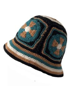 a crocheted hat with an eagle on the front and star in the middle