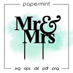 a cake topper with the words mr and mrs on it