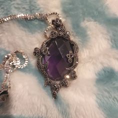 Elegant Sterling Silver Amethyst Necklace. Beautifully Diamond Cut Stone. This Necklace Is So Beautiful. Nwot. Formal Purple Metal Necklace, Amethyst Jewelry Necklace, Amethyst Necklaces, Silver Diamond Necklace, Big Necklace, Purple Necklace, Amethyst Jewelry, Vintage Purple, Amethyst Necklace