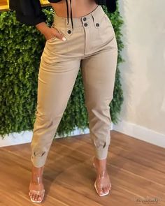 Lasaky - High waist cargo pants with button pocket Ankle Length Pants, Type Of Pants, Casual Everyday, Womens Fashion Casual, Fashion Pants, Trousers Women, Join Us, Streetwear Fashion, New Fashion