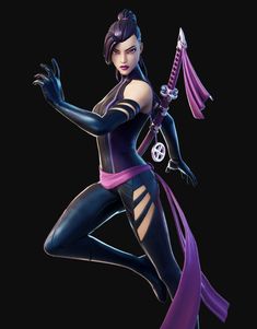 Psylocke Fortnite, Marvel Psylocke, Psylocke Art, Captain Britain, Betsy Braddock, Marvel Characters Art, Marvel Women, Comic Book Characters, 3d Characters