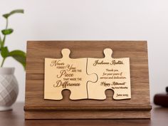 a wooden puzzle with two pieces missing from it