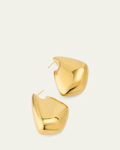 Bottega Veneta signature drop earrings    Approx. 1.96"L x 1.18"W    18karat goldplated sterling silver    For pierced ears    Made in Italy Large Drop Earrings, Pierced Ears, Bergdorf Goodman, Gold Plated Sterling Silver, Bottega Veneta, Ear Piercings, 18k Gold, Tops Designs, Gold Plate