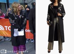 jenna bush hager, the today show, black floral embroidered coat