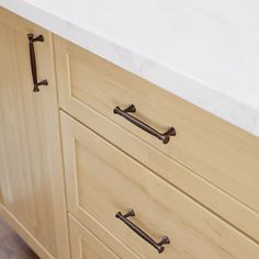 a kitchen counter top with two handles on it