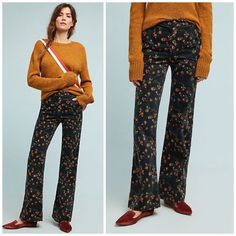 Brand New, Never Worn. I Love Them But My Pants Drawer Is Overflowing. Pants Drawer, Floral Pants, Pants Color, Letterpress, Wide Leg Jeans, Pant Jumpsuit, Pajama Pants, Anthropologie, Wide Leg