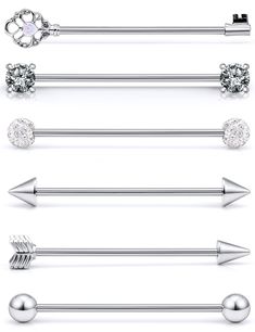 PRICES MAY VARY. [ITEM CONTAIN]: You Will Receive 6 Pieces Different Designs Industrial Piercing Jewelry, All Of Them Are Beautiful And Elegant, Multiple Choices For Meeting Your Various Needs. [PRODUCT SIZE]: Gauge Size: 14G(1.6mm), Length=38mm, Ball Size: 5mm, Color: silver tone. [SAFETY MATERIAL]: Made Of 316L Surgical Steel, Smooth Polished Surface, Safe And Durable. Very Flexible And Comfortable. [SUITABLE FOR USE]: These Piercing Jewelry Can Be Used As industrial barbell, industrial pierci Industrial Bar Earring, Earrings Industrial, Industrial Bar Piercing, Industrial Piercing Barbells, Industrial Earrings, Industrial Piercing Jewelry, Industrial Jewelry, Industrial Barbell, Industrial Piercing