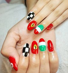 Ferrari Nail Art Acrylic Nails, Pins