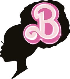 a woman's head with the letter b in it and an image of a pink bubble