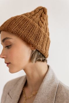 The Classic Cable Hat - our most loved wool beanie. Hand knitted in a warm and soft wool blend. The folded ribbed brim offers extra warmth to your ears and is adjustable so you can wear your beanie as slouchy or as fitted you prefer. Handcrafted in Greece. DETAILS * Adjustable folded brim * Soft wool blend (OEKO-TEX certified - STANDARD 100) * Hand wash in cold water SIZE & FIT * One size, fits most * Custom sizing available upon request COLORS * Here shown in Copper Caramel and Light Grey * Wool Hat Men, Cable Hat, Winter Knit Hats, Hat Custom, Womens Winter, Chunky Knit Cardigan, Oversize Knit, Wool Beanie, Mohair Sweater