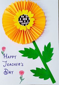 a paper flower with the words happy teacher's day written on it