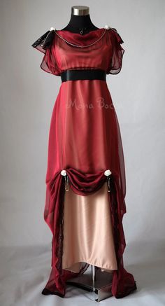 1912 Dress, Historic Outfits, Wine Evening, Burgundy Red Dress, 1900s Dress, Clinically Insane, Oc Clothes, Gaun Abad Pertengahan