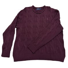 Polo Ralph Lauren Cable Sweater Size: Xl 100% Cotton Deep Plum/Purple Very Soft And Heavy Sweater. *Only Worn Once. Looks Brand New. Purple Ralph Lauren, Polo Ralph Lauren Sweater, Heavy Sweaters, Deep Plum, Ralph Lauren Sweaters, Cable Sweater, Ralph Lauren Outfits, Plum Purple, Ralph Lauren Sweater