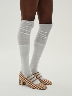 These over-the-knee white cozy socks can be worn as thigh highs or slouched for an easy-going look. Style these knit socks with your favorite knitwear for an ultra-cozy winter aesthetic. Over Knee Socks Outfit, Slouch Socks Outfit, Thigh Socks, Over Knee Socks, Slouch Socks, Sock Outfits, Cozy Socks, Lace Socks, Knee Socks