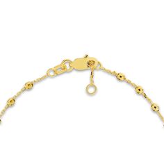 Distinctive diamond-cut beads brighten links around the length of this timeless women's station bracelet. Fashioned in 14K yellow gold, the adjustable 7.5-inch cable chain secures in place with a lobster clasp. Yellow Gold Beaded Chain Bracelet With Round Beads, Yellow Gold Chain Bracelet With Round Beads, Yellow Gold Beaded Chain Bracelet, Adjustable Yellow Gold Bracelet With Satellite Chain, Yellow Gold Beaded Bracelets With Adjustable Chain, Yellow Gold Beaded Bracelets With Satellite Chain, Station Bracelet, Jared The Galleria Of Jewelry, Diamond Cut