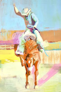 a painting of a person riding a horse