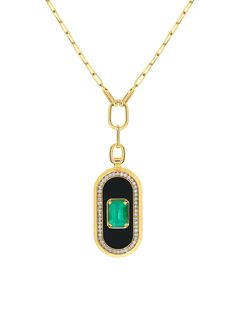 Elegant Oval Pendant Necklace With Black Enamel, Elegant Green Jewelry With Black Enamel, Luxury Emerald Necklace With Gemstone Accents, Medieval World, Islamic World, Deep Black, Green Emerald, Brilliant Diamond, Traditional Techniques