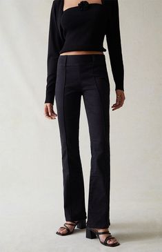 PacSun Stretch Black Low Rise Flare Pants | PacSun Blonde Outfits, Legally Blonde Outfits, Low Rise Flare Pants, Avon Skin So Soft, Slim Straight Pants, Black Slacks, Legally Blonde, Womens Dress Pants, Fall Shopping