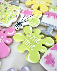 It's SLIME TIME for Gabby's birthday! Slime Time Birthday Party, Slime Theme, Best Sugar Cookies, May 7, Perfect Party, Sugar Cookies