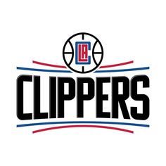 the los clippers logo is shown in black and red, while it appears to be on