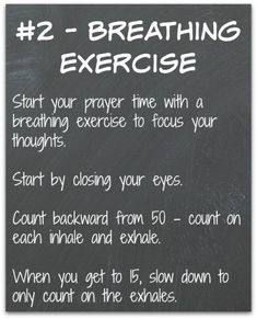 a blackboard with instructions for breathing exercise