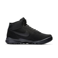 Nike Hoodland Suede 'Triple Black' Black/Black-Anthracite 654888-090 Nike Black Boots For Outdoor Work, Urban Black Boots For Outdoor Activities, Urban Black Boots For Outdoor, Classic Black Boots For Outdoor Activities, Urban Black Outdoor Boots, Nike Black Boots For Outdoor Activities, Functional Black Nike Boots, Functional Black Fade-resistant Boots, Fade-resistant Black Boots For Outdoor Activities