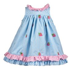 Perfectly precious in pink and blue. We can't get enough of this strawberry embroidered dress for girls. The details are impeccable and style, so unique. She'll be the cutest one around town in our Cotton Kids strawberry embroidered swing top! Cotton Kids runs TTS Strawberry Theme, Kids Running, Dress For Girls, Embroidered Dress, The Cutest, Childrens Clothes, For Girls, Aurora