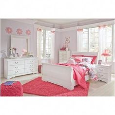 B129-87 Ashley Furniture Anarasia Full Sleigh Bed #bedroomsforgirls Bed Frame Hardware, Queen Sleigh Bed, Sleigh Bedroom Set, Hiasan Bilik Tidur, Full Headboard, Sleigh Bed, Youth Bedroom, Dresser Mirror, Sleigh Beds