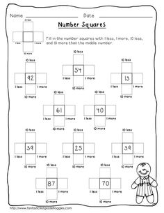 the number squares worksheet for students to practice numbers and subtractions