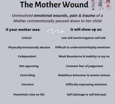 Mother Wound, Emotional Triggers, Expressing Emotions, Awareness Quotes, Mental Health Therapy, Inner Child Healing, A Healthy Relationship