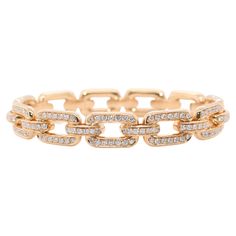 Chunky Chain Collection By Ralph Lauren Pavé Diamond 18K Gold Chain Bracelet The bracelet is 18K Rose Gold There are approximately 3.00 Carats in White Diamonds Integrated hook-and-cover clasp. The bracelet weighs 26.7 grams It fits a 6" wrist this is size XS The interior of the bracelet measures 2 3/8" by 2" Retails for $22,700 + tx The bracelet comes box and papers 18k Gold Chain, Diane Keaton, Gold Bracelet Chain, Gwyneth Paltrow, 18k Rose Gold, Pave Diamonds, Diamond White, Chain Bracelet, Gold Chains