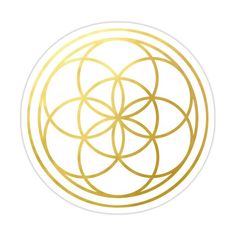 the golden flower of life sticker on a white background