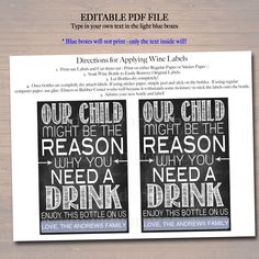 two black and white printable posters with the words,'our child might be reason reason