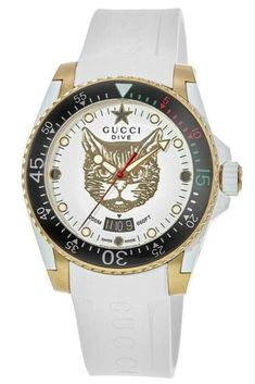 Gucci Dive White Dial 40mm Rubber Strap Men's Watch YA136322 Gucci Brand, Gucci Watch, Best Watches For Men, Authentic Watches, Buy Gucci, Breitling Navitimer, Gucci Accessories, Women Wrist Watch, Watch Model