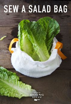 lettuce in a bag with the words sew a salad bag