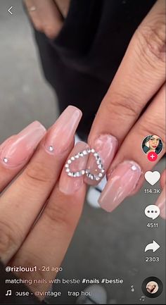 Matching Acrylic Nails For Best Friends, Heart Nail Designs, Acrylic Nails Coffin Pink, Nailed It, Acrylic Nails Coffin