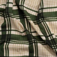 a green and white plaid fabric