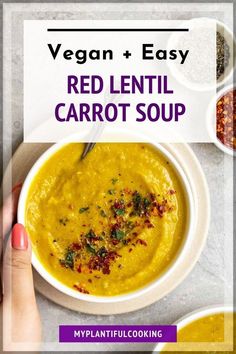 vegan and easy red lentil carrot soup